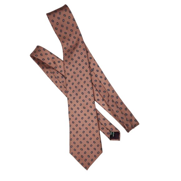 Kuppenheimer Vintage Silk Necktie Italian Pinkish Brown & Blue Geometric Pattern - Picture 5 of 6